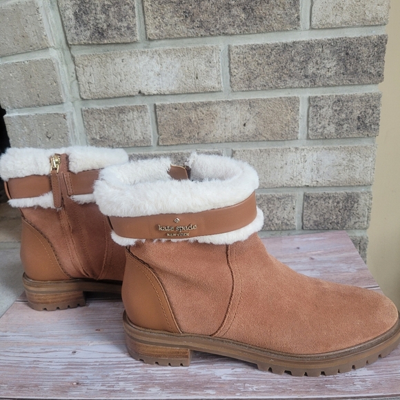 Kate Spade Bailee Winter Boots with Cream Fur Warm Gingerbread Color Size 6 - Picture 2 of 11